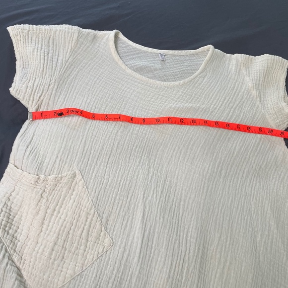 Cotton Cap Sleeve Stretchy Tunic Off-White Size Large - Picture 4 of 5